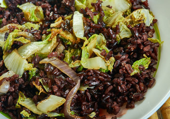 Black Rice with Stir Fried Cabbage