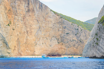The beautiful bay with the famous shipwreck in Zakynthos Ionian sea in Greece
