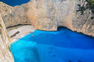 The beautiful bay with the famous shipwreck in Zakynthos Ionian sea in Greece