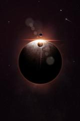 Space Planet Background. 3d illustration © alex_aldo