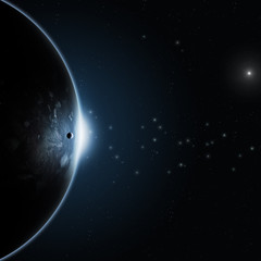 Naklejka premium Space Eclipse. 3d illustration