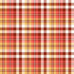 Seamless pattern in marvelous brown, yellow, red and white colors for plaid, fabric, textile, clothes, tablecloth and other things. Vector image.