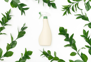 Bio spray bottle with leaves and natural components