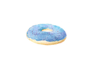 watercolor donut drawing isolated  on white background