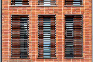 Closeup of the modern brick facade