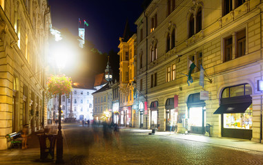 Fototapeta na wymiar Evening view of the streets of Ljubljana. Slovenia