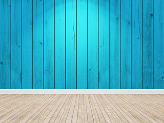 Wood blue planks wall and floor for background