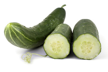 Cucumber, halves and tendril