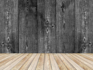 Elegant black wooden wall and floor interior background