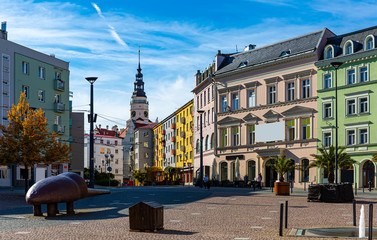 Opava historic centre overlooking Town hall, Czech Republic