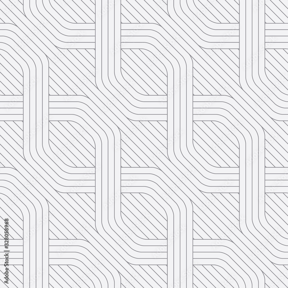 Wall mural abstract chain seamless pattern, round rectangle interlocking pattern background, retro pattern, vec