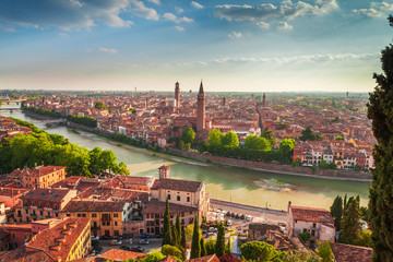 Fototapeta na wymiar view of Verona in sunset Italy
