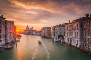 view of Santa Maria della Salute in a romantic sunrise