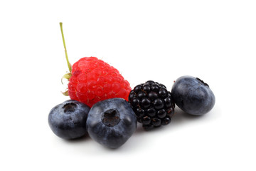 Blueberries, blackberry and raspberry