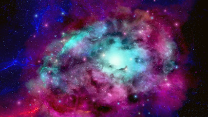 Colorful space nebula.Blue and pink nebula.Space background with purple nebula and stars.Deep space nebula