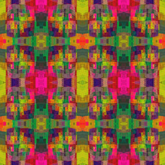 Fototapeta premium Bohemian seamless funky ethnic rainbow patchwork