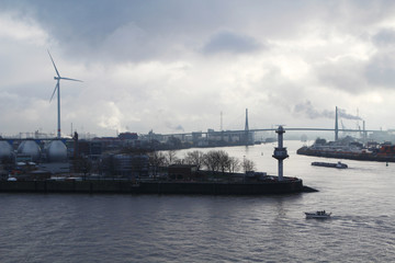 View to Hamburg port from Docklands	