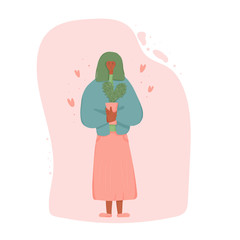 House plant lover concept Hand drawn vector flower