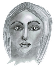 Young Woman, Hand Drawn Pencil Drawing