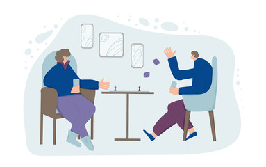 People sitting in the chair. Vector person.