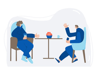 People sitting in the chair. Vector illustration.