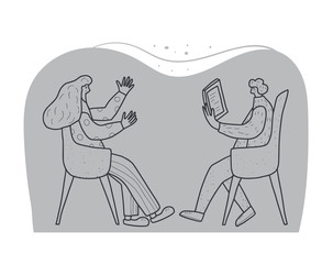 People sitting in the chair. Vector person.