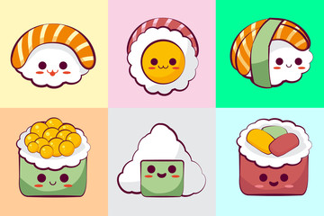 Kawaii sushi element collection