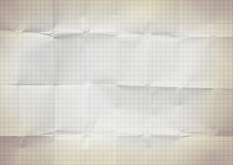 Blank millimeter old crumpled yellow gold paper grid sheet background or textured.