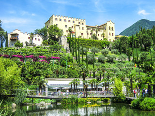 castles of south tyrol like castel tyrol  castel trauttmansdorff  castel torre  seen in a...