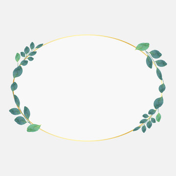 oval vintage frames with leaves and eucalyptus. Vector image