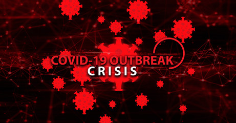 global with data of covid-19 coronavirus crisis outbreak bioharzard cell disease in wuhan china, network futuristic background 3d illustration