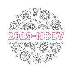 Vector 2019-ncov concept minimal circular illustration in linear style