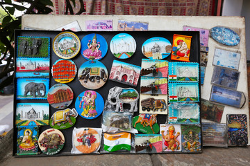 Artifacts, sovernirs and post cards for sale,  Jaipur, Rajasthan, India