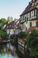 Fototapeta na wymiar Alsace, Strasbourg, France. Beautiful facades and details of the Alsace region in Europe.