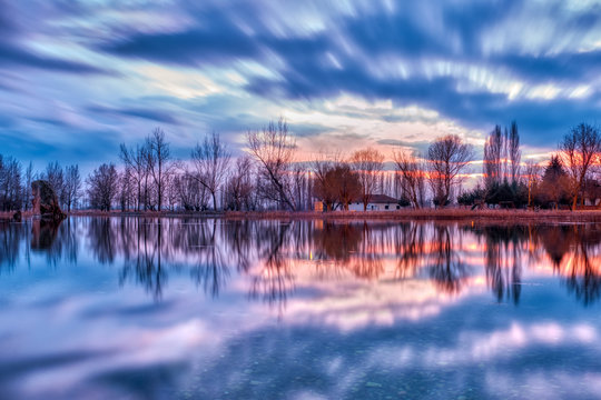 Long Exposure Lake Reflections After Sunset