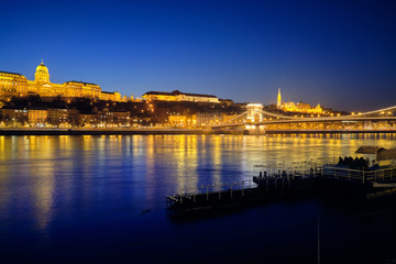 Buda Castle  in Budapest at night.
