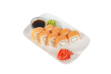 Sushi, rolls on a white isolated background