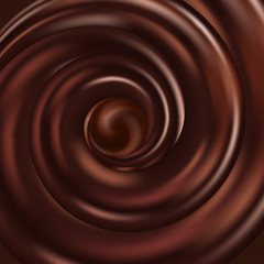 Chocolate swirl, wave flow. Abstract vector background.