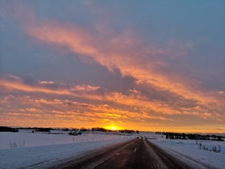 sunrise on road