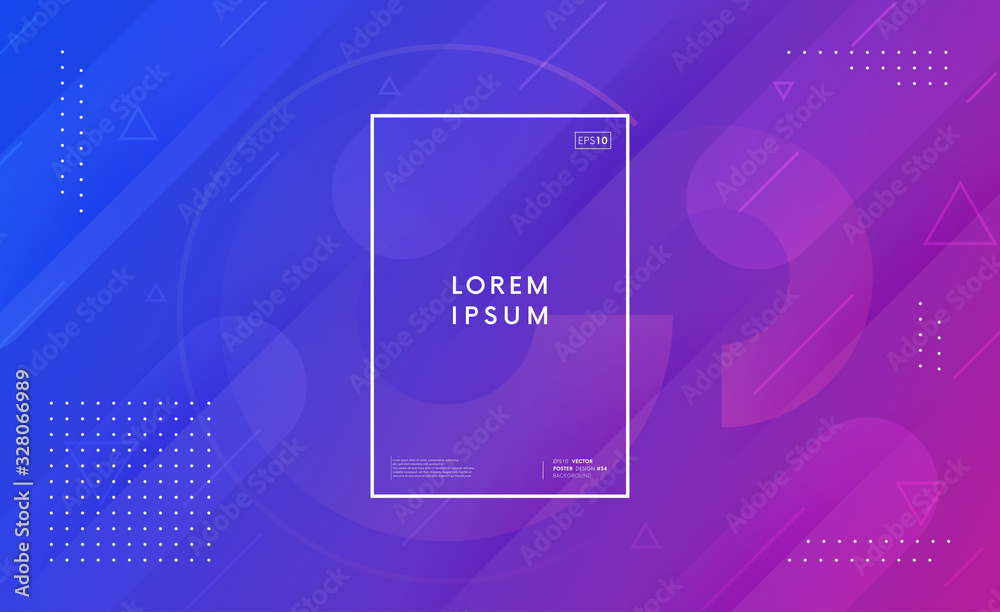 Poster Trendy geometric background. Abstract gradient backdrop with shapes.