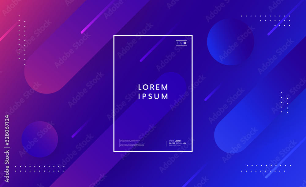 Poster Minimal geometric trendy background. Dynamic shapes vector composition. Abstract gradient backdrop.