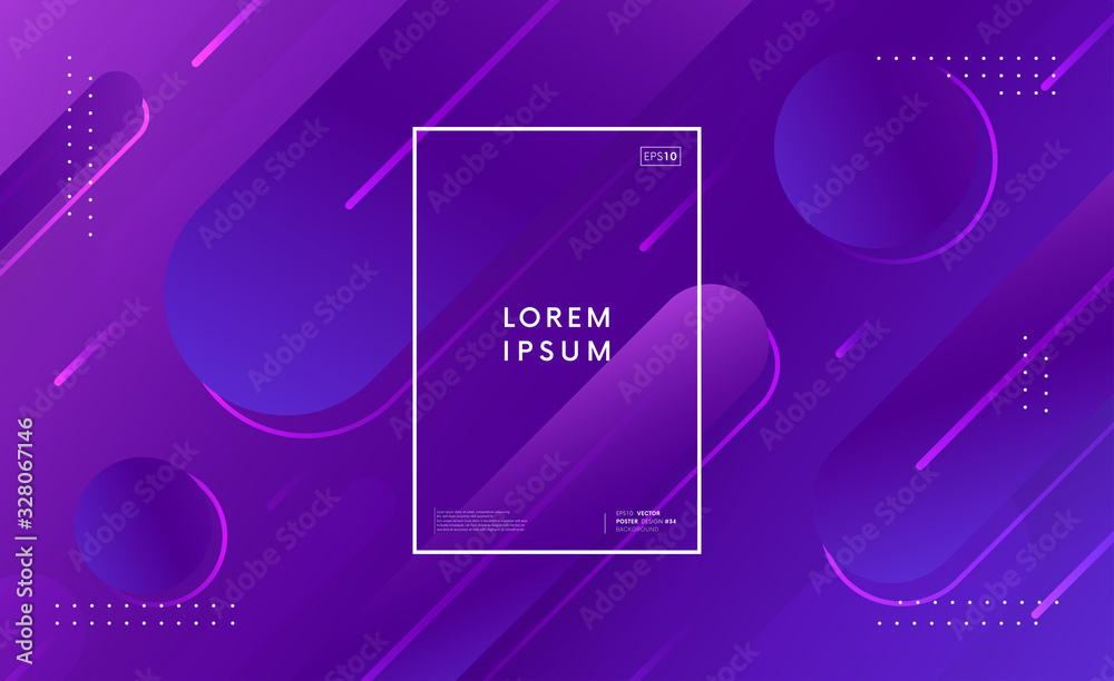 Poster Minimal geometric trendy background. Dynamic shapes vector composition. Abstract gradient backdrop.