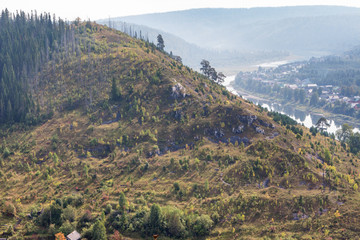 Fototapeta na wymiar Hills above the river