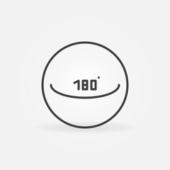 Circle with 180 degrees vector concept icon or symbol in thin line style