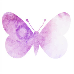 vector, isolated, lilac watercolor butterfly silhouette