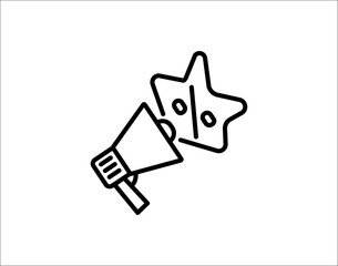 Announcement icon on white background for communication and alert concepts