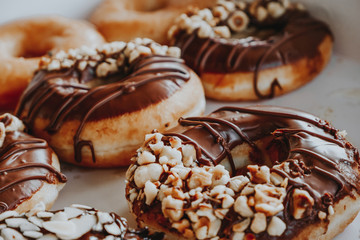chocolate donut with nuts
