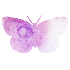vector, isolated, lilac watercolor butterfly silhouette