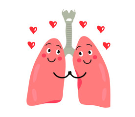 Human lungs on a white background. Character. Vector illustration.