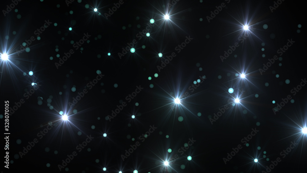 Wall mural illumination neon space star particle flash light 3d illustration abstract background